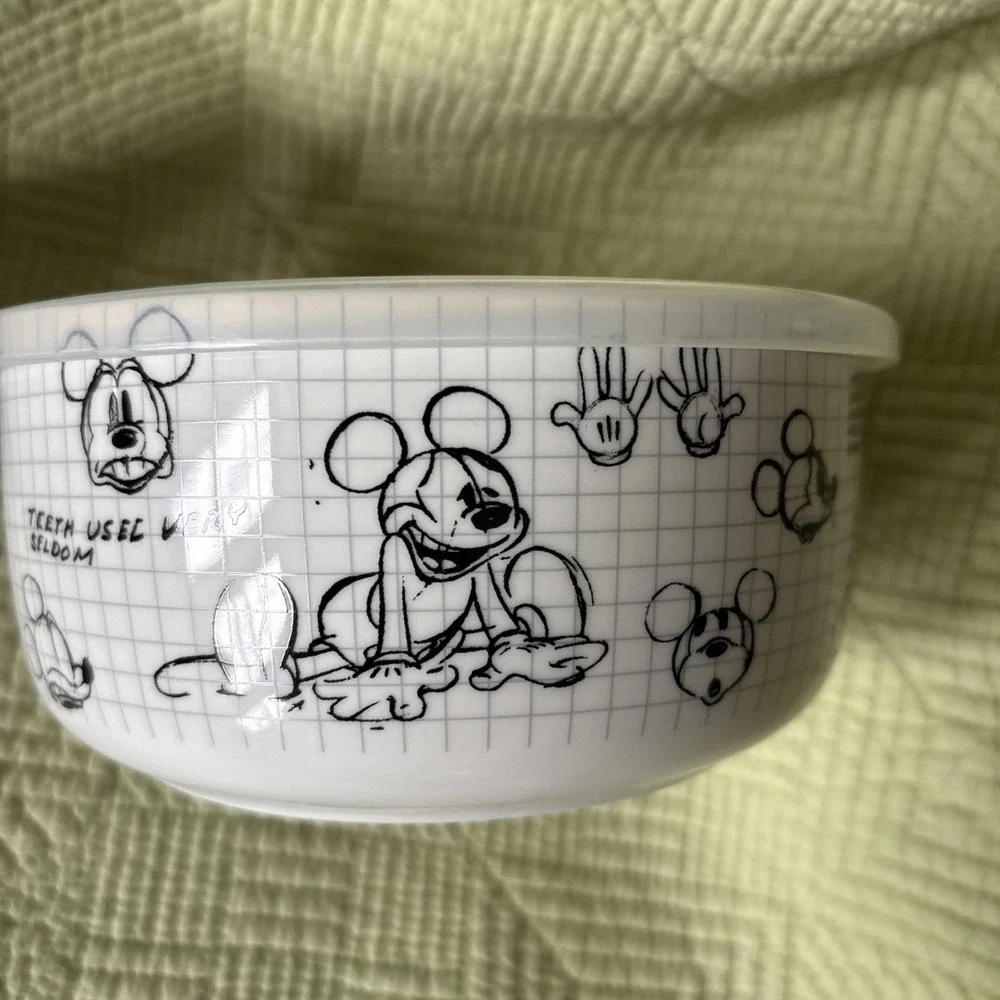 Disney Sketchbook Mickey Mouse & Pluto Ceramic Storage Bowls Containers w/Lids